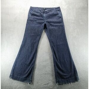 J Crew Pants Womens 14 Blue Wide Leg Flare Trousers Mid Rise Denim